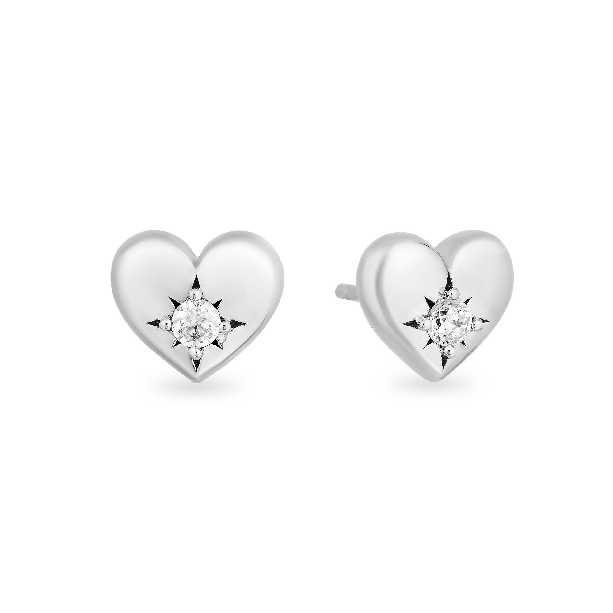 Sterling Silver Heart Outline Stud Earrings | Claire's